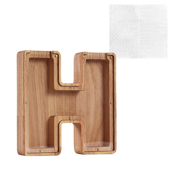 TERGAYEE Wooden Letter Piggy-Bank,Personalized Wooden A-Z Alphabet Coin Bank, Piggy Bank for Boys Girls Toddler, Coin Bank Birthday Gift for Kids