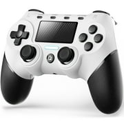 TERIOS Controller for PS4, PS4 Controller Wireless with Analog Sticks and Auto Fire Turbo Button, Built-In Speaker(White)