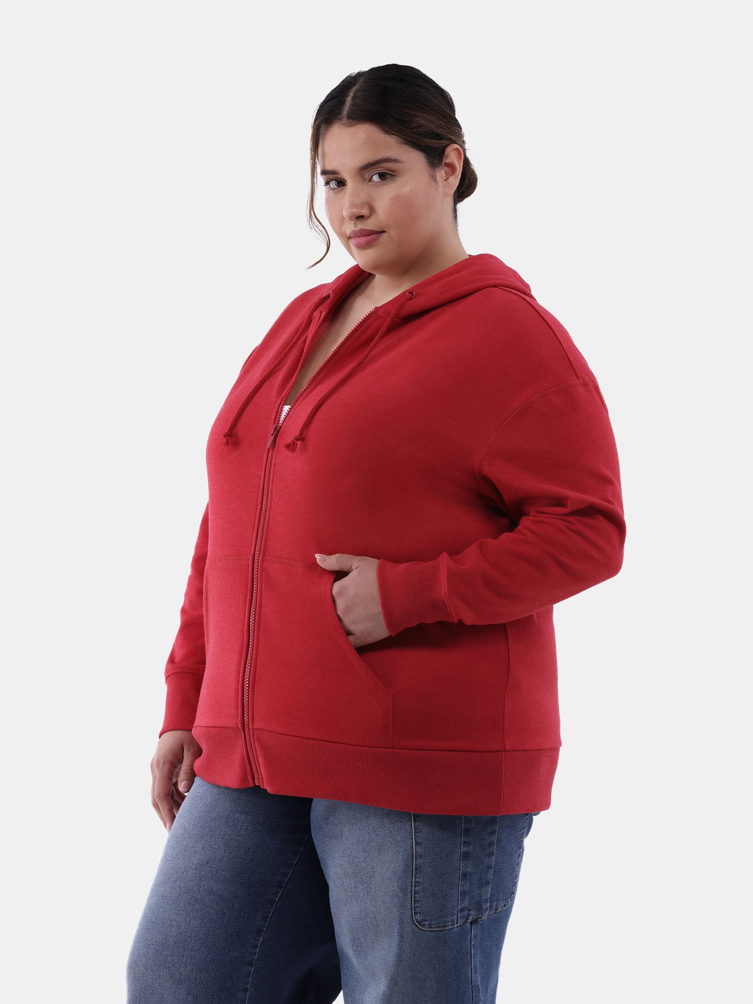 Red zip up hoodie walmart on sale