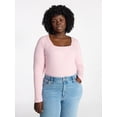 thumbnail image 1 of Terra & Sky Women's Plus Size Long Sleeve Square Neck Rib Top, Sizes 0X-5X, 1 of 5