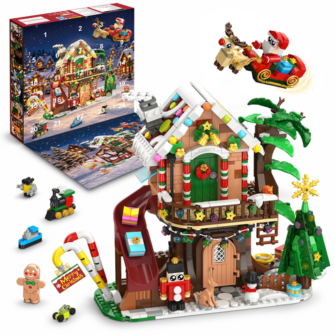 TERRAMUS Advent Calendar Gingerbread House Building Set, 24 Days Countdown Christmas Village Mini Bricks, Toys for Adults Teens Age 12+
