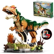 TERRAMUS Mechanical Dinosaur Building Toy, 830Pcs Moving T-Rex Clockwork Bricks Kit with Manual Gear Crank Base For Kids Teens Age 8+