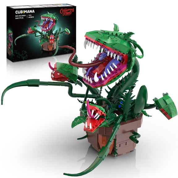TERRAMUS Carnivorous Plant Building Set, 842 PCS Venus Flytrap Building Toy with Gear Linkage Mechanism, Desk Decor Gift for Kids Adults 12+