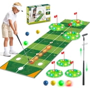 TERRAMUS Kids Golf Toy Set, 6.5ft Putting Mat Adjustable Putter 3 Target Holes 4 High-Visibility Balls Indoor Outdoor Sport Game Gift Kids Age 3+