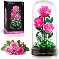 thumbnail image 1 of TERRAMUS Pink Rose Flowers Building Set with Dust Dome, 219 Pcs Botanical Collection Bouquet Block Kit for Home Office Decor Gift for Women Age 12+, 1 of 10
