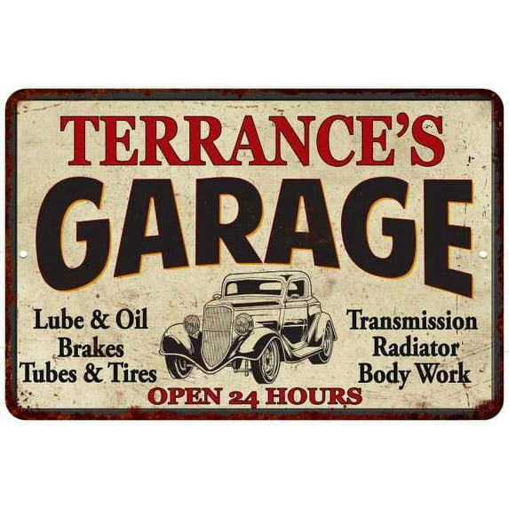 TERRANCE'S Garage Gift Man Cave Metal Sign Decor 12x18 112180014297