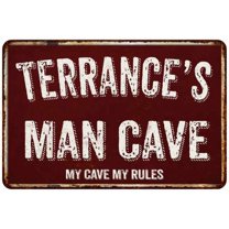 TERRANCE'S Man Cave Red Grunge Sign Metal 8x12 Decor 108120003482