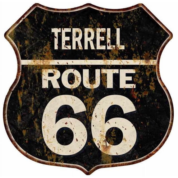 TERRELL Route 66 Sign Shield Metal Gift Man Cave Gift 211110004448