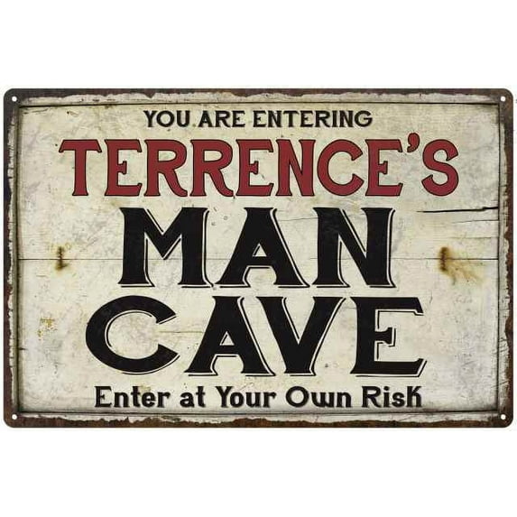 TERRENCE'S Man Cave Sign Rustic 8 x 12 Matte Finish Metal 108120035300