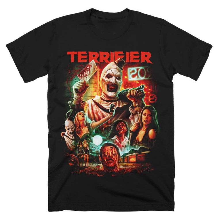 T-shirt Terrifier Glowing Eyes Art - Design Néon Horreur - Taille S à 3XL - Coton Gildan - Neuf étiqueté