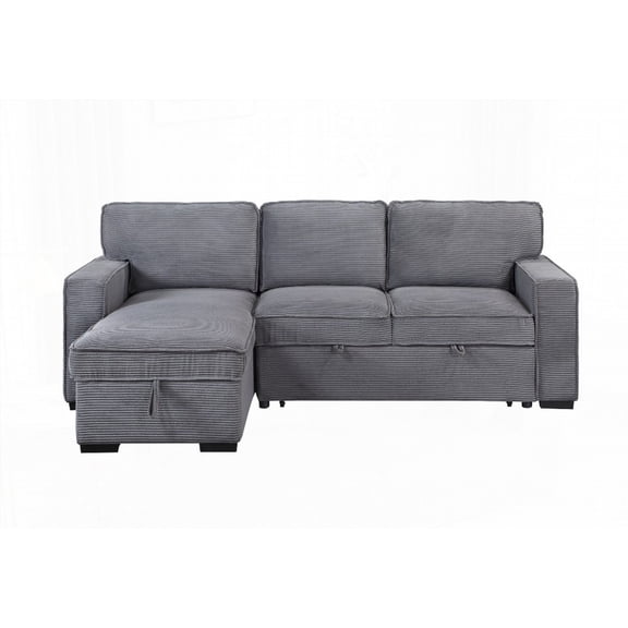 Modern Grey Pull Out Sofa Bed with Polyester Fabric (220×80×75cm)