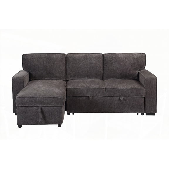 Modern Dark Grey Pull Out Sofa Bed with 100% Polyester Cover for Living Room