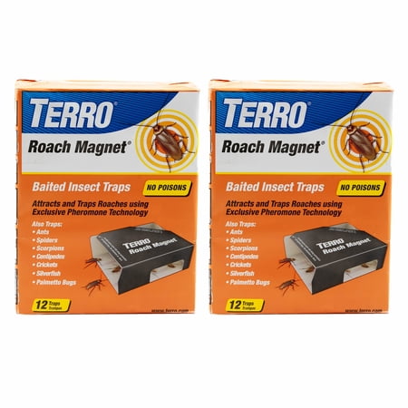 TERRO 2-Pack Roach Magnet Trap with Exclusive Pheromone Technology - 24 Traps