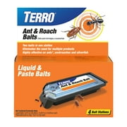 TERRO Ant & Roach Bait, 4-Pack, Indoor Ant Killer & Roach Killer, Ready to Use Liquid Bait