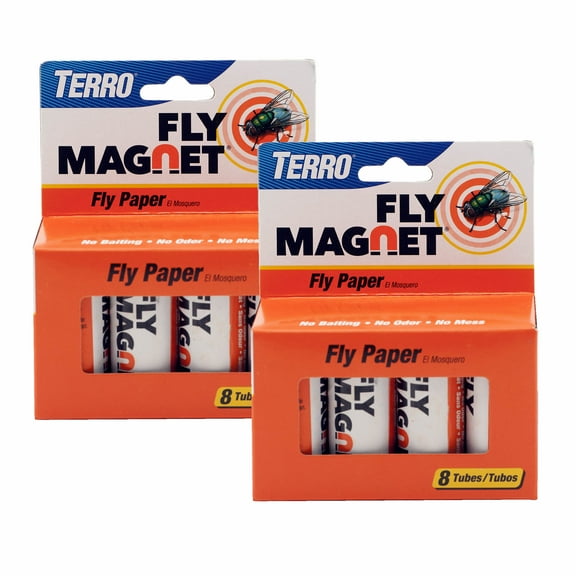 TERRO Fly Magnet Sticky Fly Paper Trap - 2-Pack  16 Total Traps
