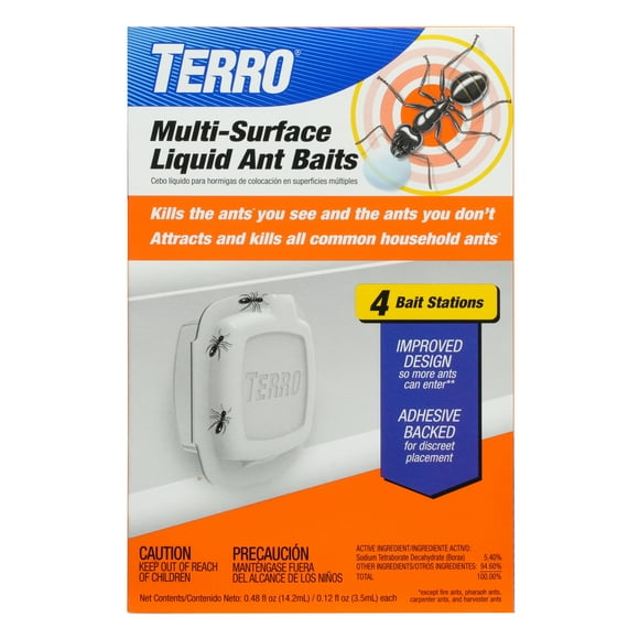 TERRO Multi-Surface Liquid Ant Baits, 4 Pack Bait Station