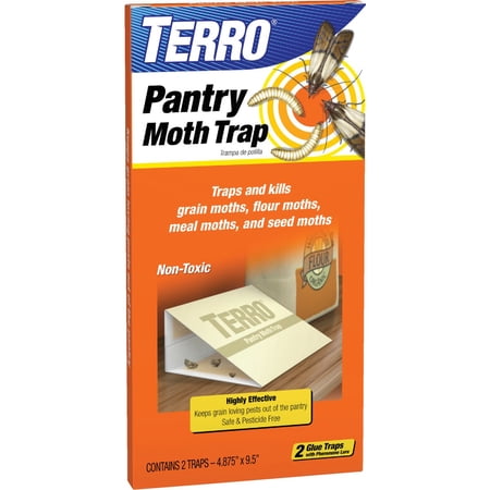 TERRO Outdoor Grain Moths & Flour Moths Sticky Trap with Pheromone Lures, 2 Count