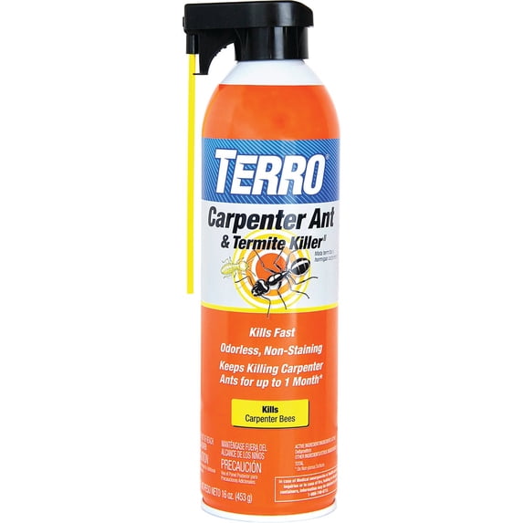TERRO T1901SR Ready to Use Indoor and Outdoor Carpenter Ant, Termite, and Carpenter Bee Killer Aerosole Spray - 2 Pack 32 Total Ounces