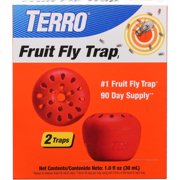 TERRO Apple-Shaped Indoor Fruit Fly Traps with Lure, Red, 2 Traps