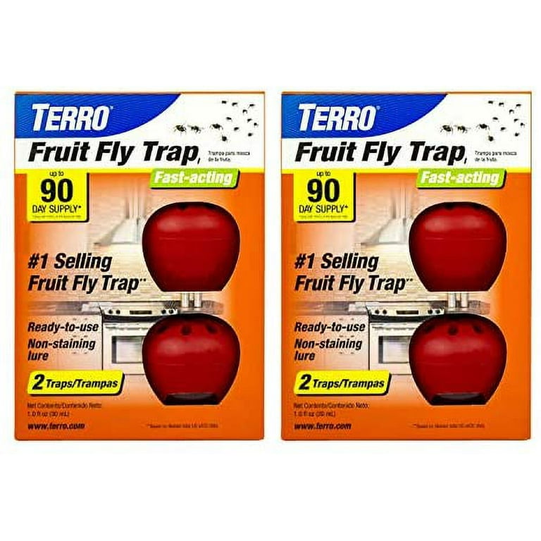TERRO T2503SR Ready-to-Use Indoor Fruit Fly Killer and Trap with Built in  Window - 4 Traps + 180 day Lure Supply