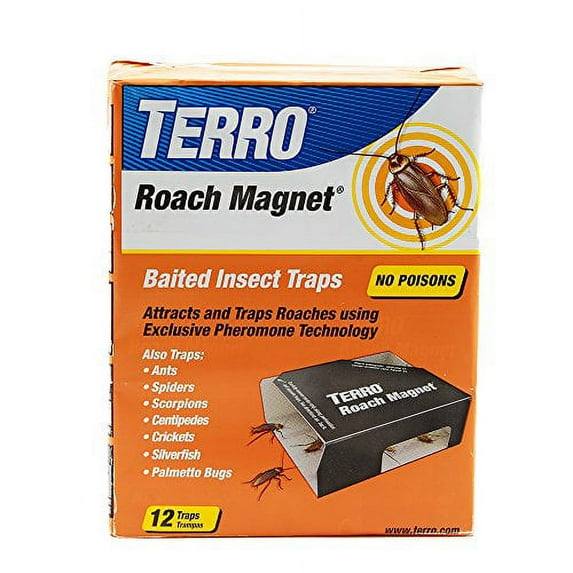 TERRO T256 PK 12 ROACH MAGNET TRAPS Cockroach Glue Trap Bait Motel 8220980