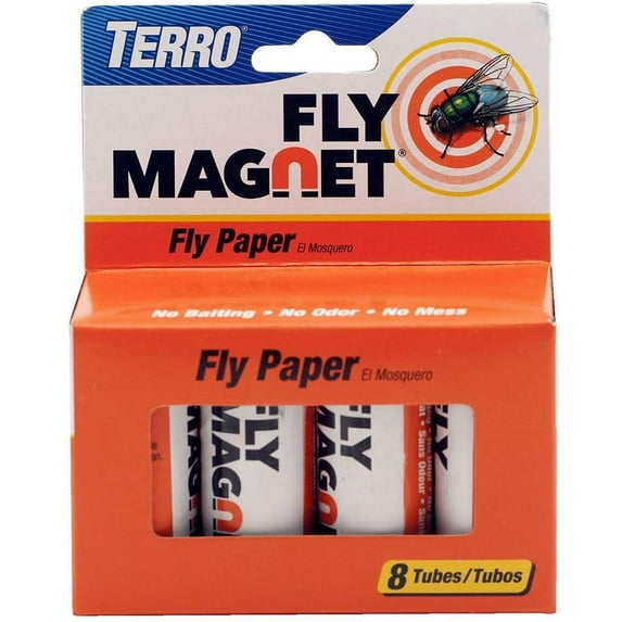 TERRO T518 Fly Magnet Sticky Fly Paper Fly Trap, 8 Count (Pack of 1)