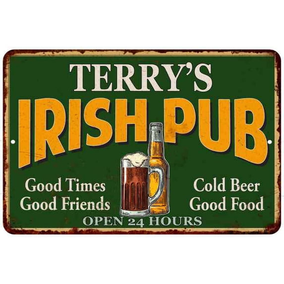 TERRY'S Irish Pub Beer Metal Sign Bar Decor 8x12 208120013060