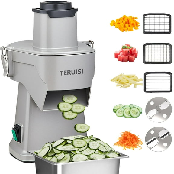 TERUISI 4-In-1 Electric Vegetable Chopper, 200W Vegetable Commercial Chopper, Veggie Cutter With Slicing Shredding Dicing And Striping Function For Commercial Home Use