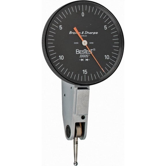 TESA Brown & Sharpe 599-7031-5 BesTest Black Dial Test Indicator, 0-15-0 Marking