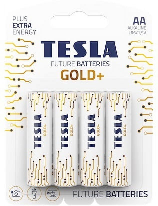 TESLA BATTERIES GOLD+ AA Maximum Power Alkaline Batteries, 10+ Year Shelf Life, A Long-lasting Battery Life, Leak-free, LR06, 4 count (PACK OF 1)