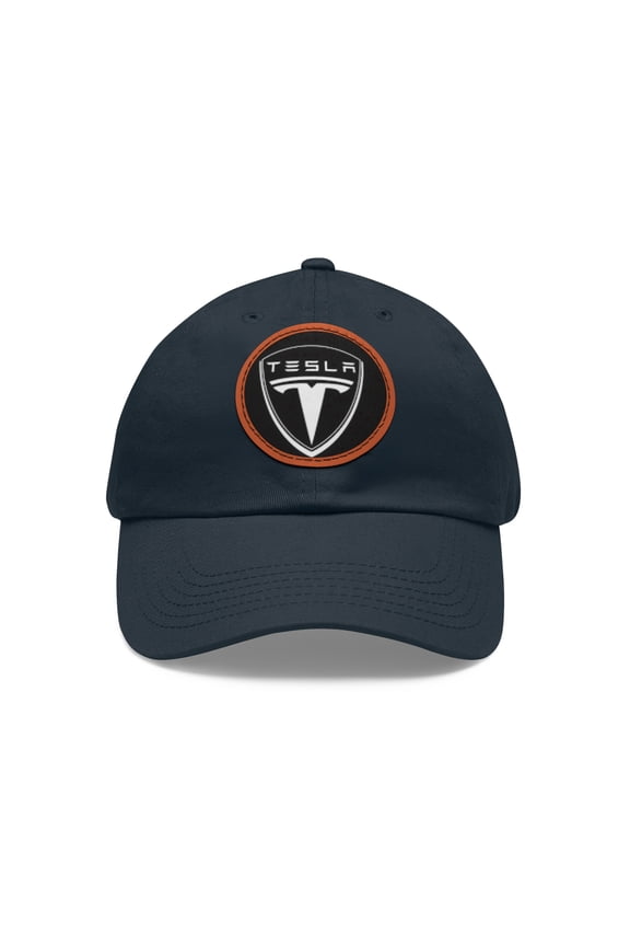 TESLA Dad Hat with Leather Patch (Round)