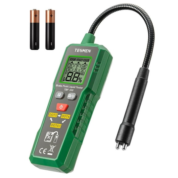 TESMEN Brake Fluid Tester with 8.5 inch Gooseneck, LED Light, Audible Alarm, for DOT3/DOT4/DOT5.1 Automotive Fluid Testing