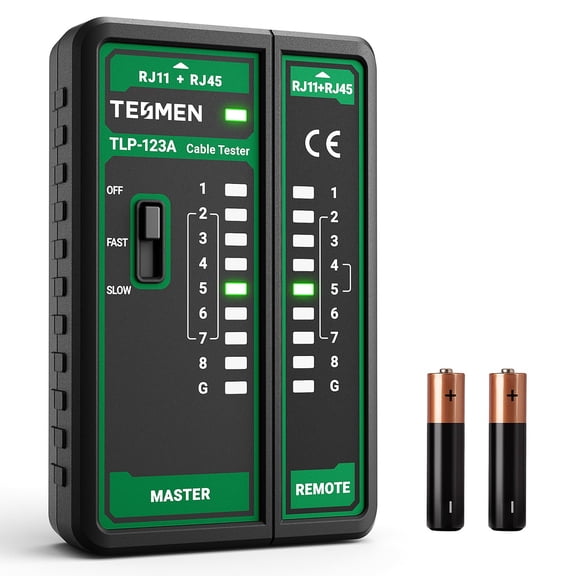 TESMEN TLP-123A Network Cable Tester RJ45 RJ11 Ethernet Cable Tester for CAT5 CAT5e CAT6 CAT6A CAT7 UTP STP LAN Telephone Wire Continuity Tester