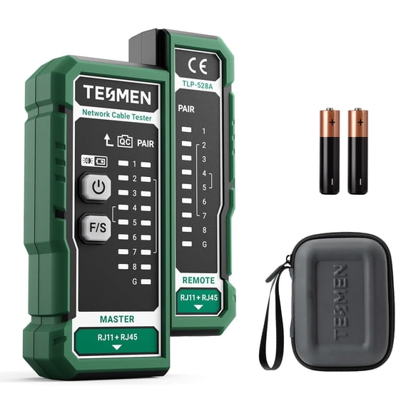 TESMEN TLP-528A Network Cable Tester RJ45 RJ11 Ethernet Wire Tester for CAT5 CAT6 CAT7 LAN Cable Continuity Test