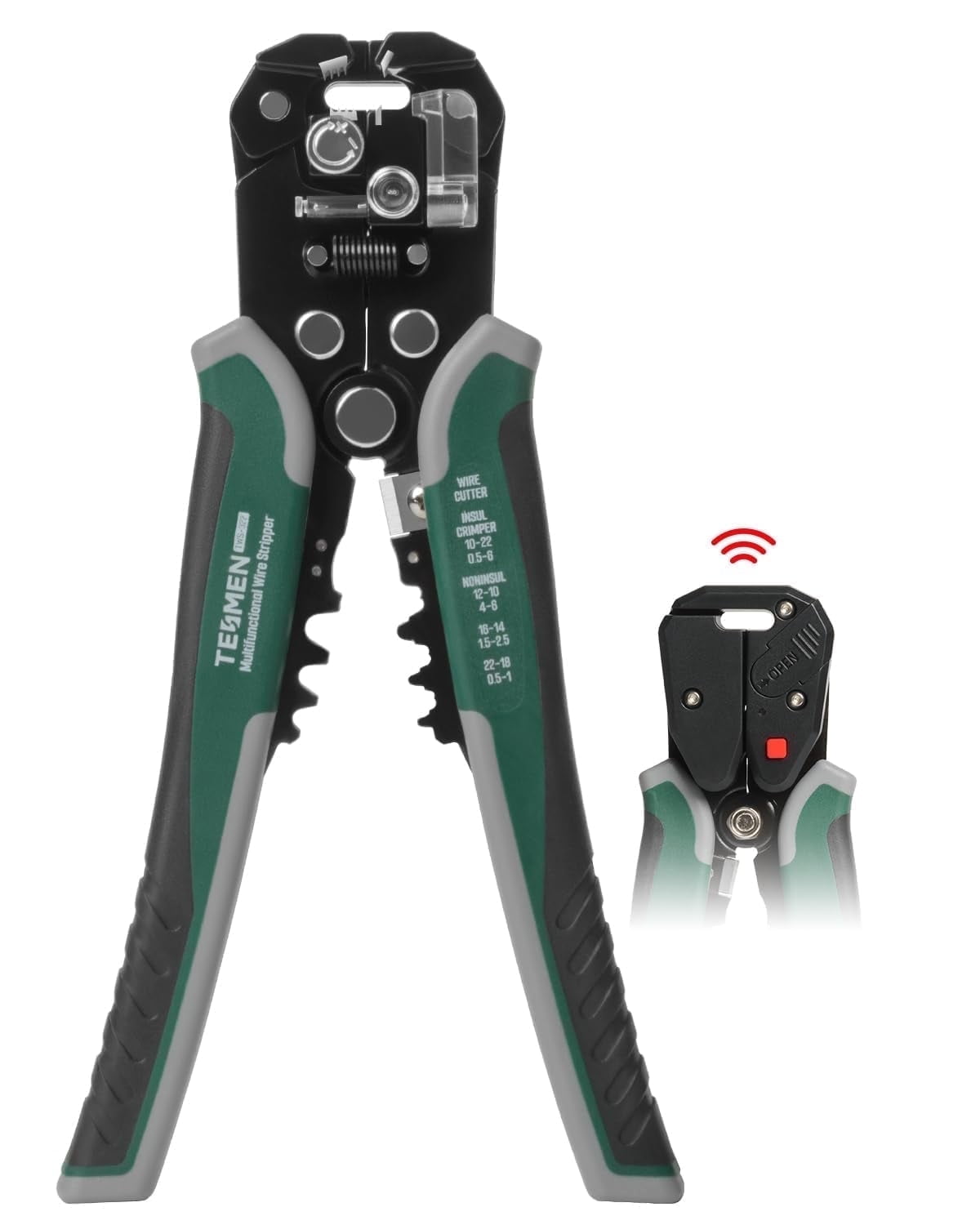 TESMEN TWS-322 Self Adjusting Steel Wire Stripper and Cutter, 4-in-1 Automatic Electrical Tool with Crimper & Non-Contact Voltage Tester for Solid & Stranded Wire  Electricians Tool for Home & Works