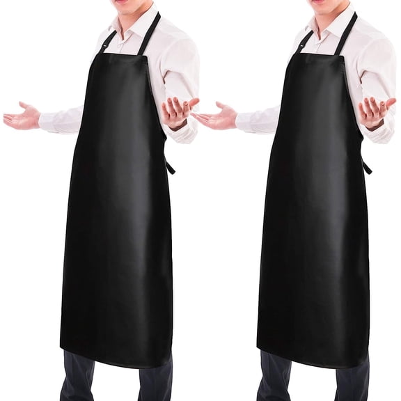 TESOBI 2 Pack Waterproof Rubber Vinyl Apron 40" Aprons for Men Heavy Duty Chemical Resistant Work Apron Extra Long Grilling Aprons with Adjustable Bib Apron for Dishwashing Lab Butcher Cooking