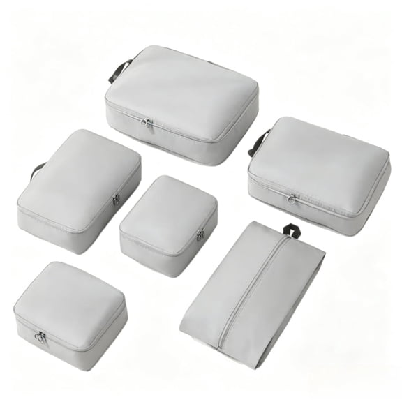TESOBI Compression Packing Cubes Set, Expandable Packing Organizers 6pcs(Apricot) Travel Luggage Organizer Bags