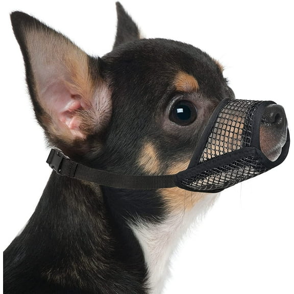 TESOBI Dog Muzzle, Soft Mesh Muzzles for Small Medium Large Dogs Chihuahua Poodle Husky Labrador Retriever, Breathable Dog Mouth Guard for Biting Chewing Grooming, Allow Panting Drinking, Easy to Use