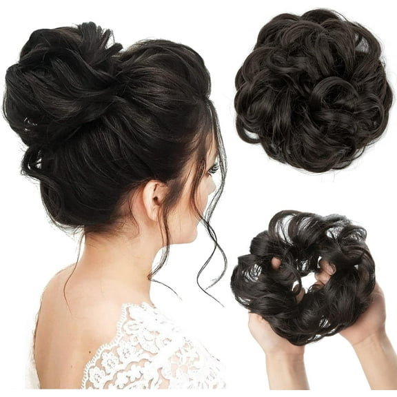 TESOON Ponytail Extension Human Hair,Hair Toppers for Women Real Human Hair,Curly Extensions,Messy Bun Hair Piece