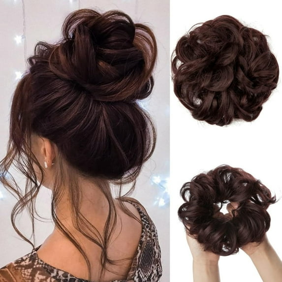 TESOON Ponytail Extension Human Hair,Hair Toppers for Women Real Human Hair,Curly Extensions,Messy Bun Hair Piece
