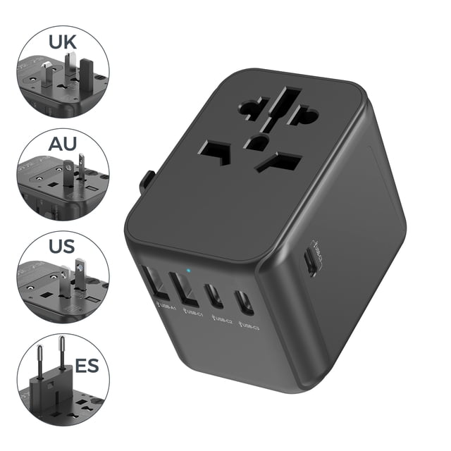 TESSAN 28W Universal Travel Adapter with 3 USB-C & 2 USB-A Charger ...