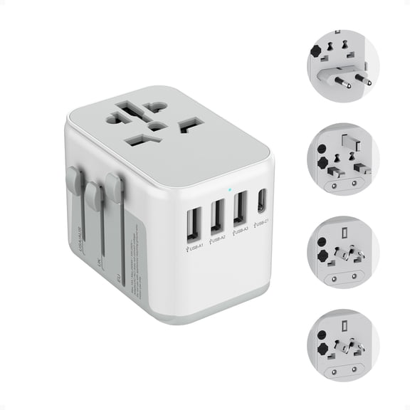 Universal Travel Plug Adapter with 4 USB Ports (1 USB-C) for Worldwide