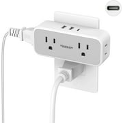 TESSAN Multi Plug Outlet Extender,4 Outlet with 3 USB Wall Charger (1 USB C Port), Multiple Plug Expander for Travel Home Office Dorm Room Essentials