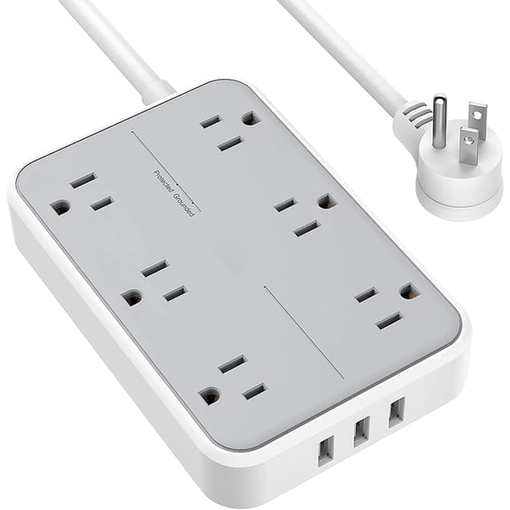 TESSAN Surge Protector Power Strip with 6 Outlets and 3 USB, 5FT