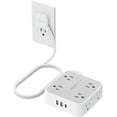 thumbnail image 1 of TESSAN Surge Protector Power Strip, 5 Ft Flat Plug Extension Cord with 3 USB (1 USB C) 8 Outlets, 1250W, 900J Protection, 3 Sided Outlet Extender with Power Switch for Office, Dorm Room Essentials, 1 of 3