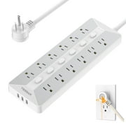 TESSAN Surge Protector Power Strip with USB,12 Outlets and 3 USB Ports, 6 Feet Long Extension Cord,1700J Protection, for Office Accessories and Dorm,Home