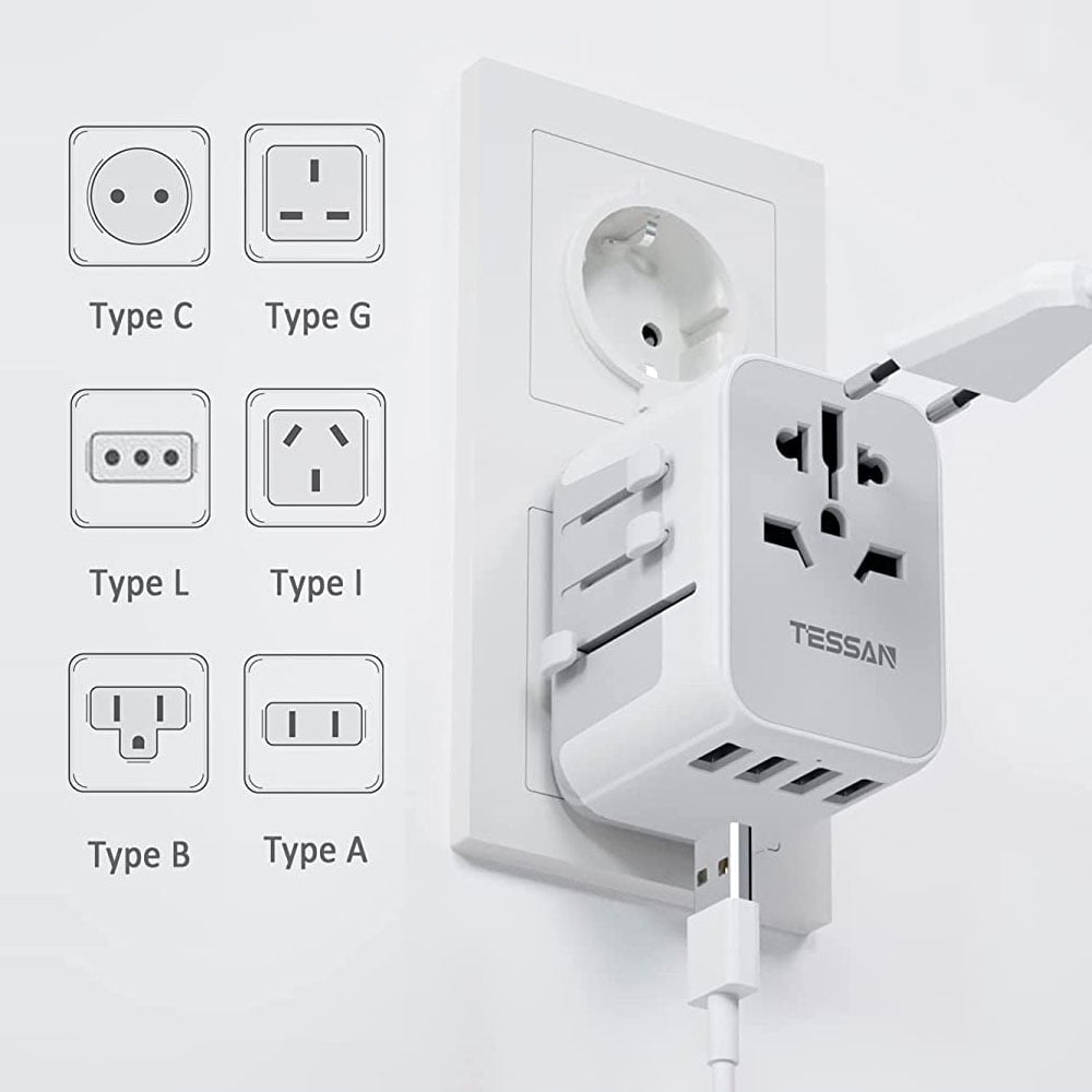 LENCENT Power Strip 3 AC Outlets +3 USB Charging Ports 1 Type C Socket EU  Plug