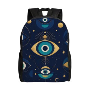 TEST_Abstract Evil Eye Geometric Laptop Backpack, Padded 15.6 Inch Computer Compartment, Casual Travel Work Daypack