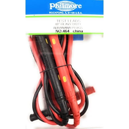 TEST LEADS 48 INCH LONG 1 RED 1 BLACK BANANA PLUG FITS MOST MULTIMETERS 464 PHILMORE