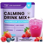 Venture Pal Calming Powdered Drink Mix, Magnesium Glycinate, Ashwagandha, L-Theanine,Vitamin D, Lions Mane, Sugar Free Magnesium Supplement Blend for Relax & Focus, Non GMO, Vegan, On The Go